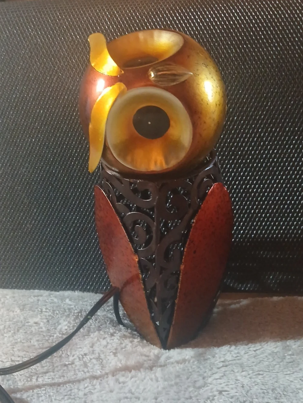 Decorative Metal Owl Table Lamp - Gold and Bronze